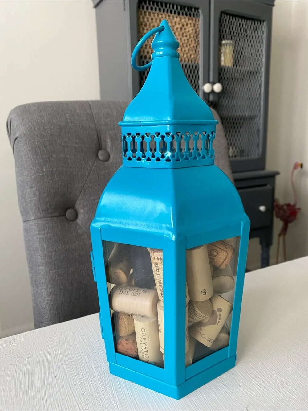 Turquoise Metal Lantern, Mystical Magical Caribbean Patio Outdoor Decor